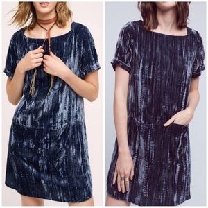 Anthropologie Floreat Navy Velvet Tunic Dress